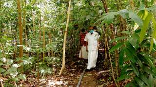 Minister A K Saseendran visiting miyawaki forest at Government school, Chalai in Thiruvananthapuram