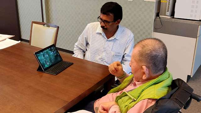 Prof. (Dr) Akira Miyawaki watching the videos of Miyawaki forests in Kerala