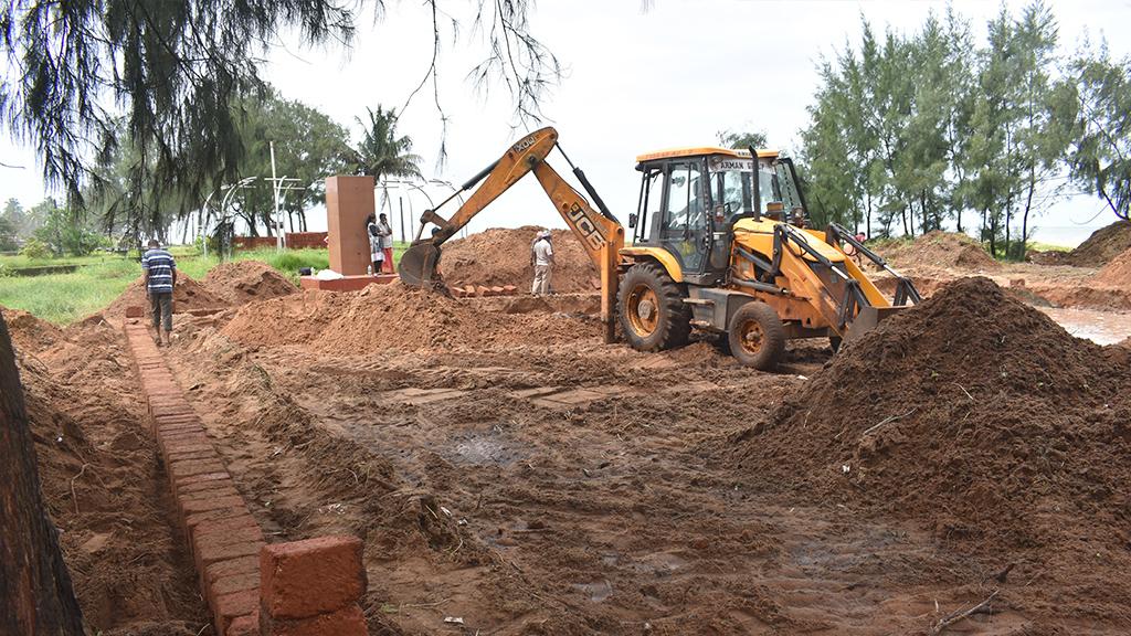 Setting the plot for Miyawaki forest at Bekal Fort, Kasaragod