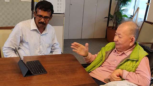 M. R. Hari and Prof. Akira Miyawaki discussing about Miyawaki forests in Kerala